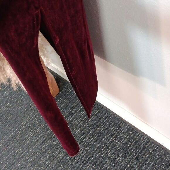 Elegant Velvet Burgundy 3/4 Sleeve Side Slits Cheongsam Dress sz L Whimsigoth - Picture 12 of 13